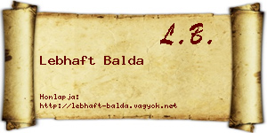 Lebhaft Balda névjegykártya